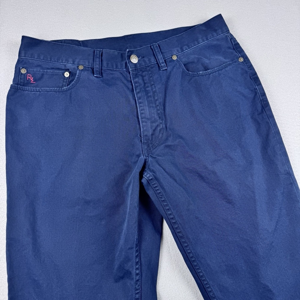 Polo Ralph Lauren Dungaree Pants Men 34x34 Blue Cotton Flat Straight Twill Chino